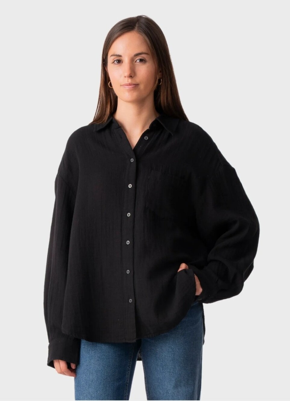 GAP Black Button-Front Shirt